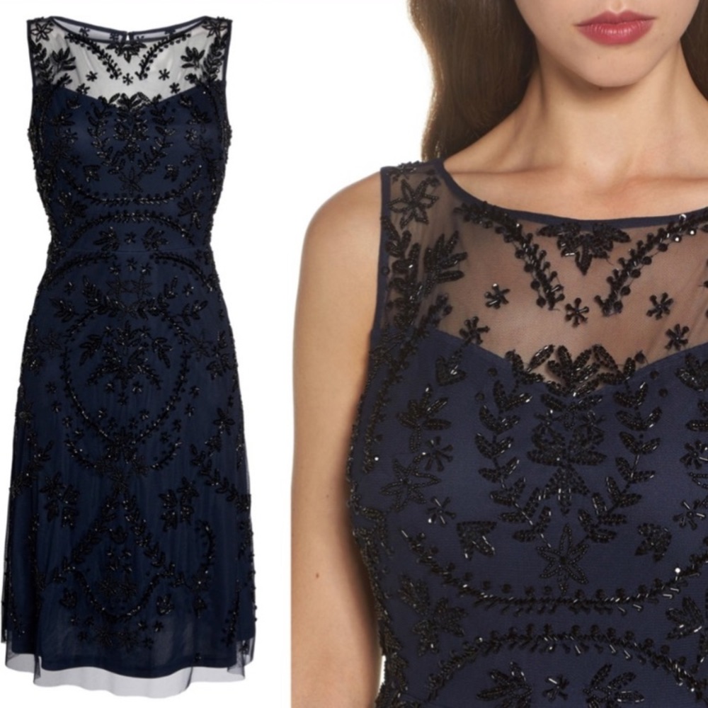 Adrianna-Papell beaded sleeveless cocktail dress - Picture 6 of 8